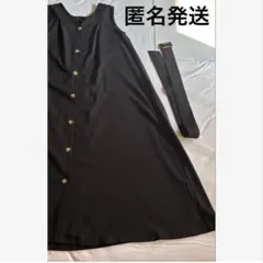 ノースリーブAラインワンピース　ブラック　M