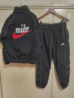 【美品】NIKEナイキ ナイロンアノラック ハーフジップ セットアップ上 L下M