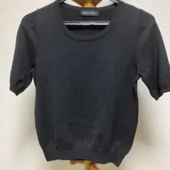 ブラックウール混紡半袖ニット Mサイズ