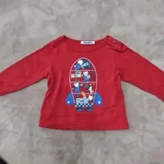 familiar 赤い長袖Tシャツ ロケットデザイン