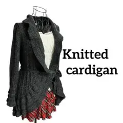 y2k fairy grunge ニット　フリル　リボン　ベルト　カーディガン