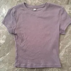 UNIQLO ユニクロ リブ 半袖 Tシャツ パープル S