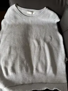 anyFAM グレー リブ編み ベスト