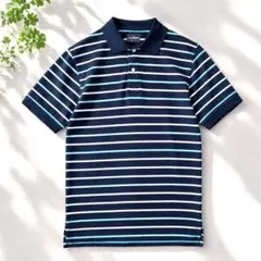 【極美品】L.L.Bean ボーダーポロシャツ ネイビー×白×水色 メンズM相当