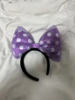 ミニーマウス 紫色 水玉 カチューシャ