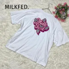 MILKFED ラメロゴ ハート 半袖Tシャツ【F】バックプリント ピンクのサムネイル