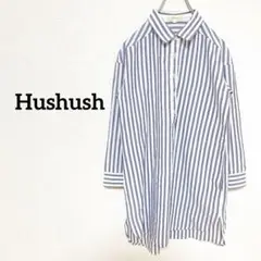 【ハッシュアッシュ】　長袖シャツ　ワンピース　チュニック　ストライプ