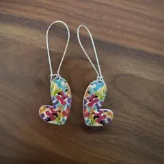 《中古品》カラフルハート型＆シルバーピアスセット