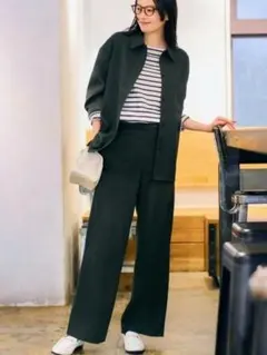 【新品未使用タグ付き】❦ブラッシュドジャージーパンツ ダークグリーン サイズＭ❦