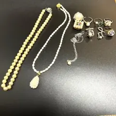 アクセサリー　真珠　指輪　ネックレス　ピアス　セット売り