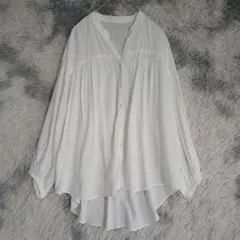 GLOBAL WORK ホワイト シャツゆったりシュルエットM レーヨン100%