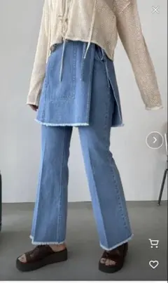 レイヤードデザイン ライトブルーデニムフレアパンツ デニム