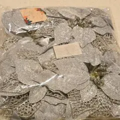 クリスマスツリー飾り 人工花 造花 クリスマス花 フラワー シルバー