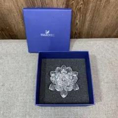 M822 SWAROVSKI クリスタル 睡蓮 キャンドルホルダー L ケース付 M822 SWAROVSKI クリスタル 睡蓮 キャンドルホルダー L ケース付