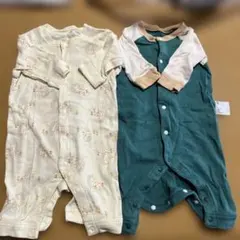 UNIQLO ロンパース 60cm アイボリー・グリーン