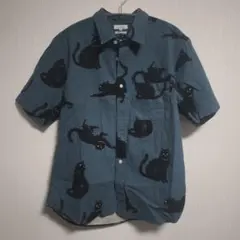 I42【即完売モデル】チャオ　ネコ柄　ネップ加工　人気カラー　半袖シャツ