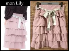 G② 新品未使用 モンリリィ 2WAY フリル リボン ティアード スカート L