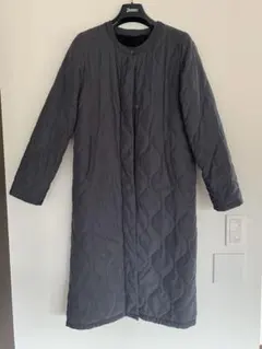 内ボア　キルティング　コート　ロング　防寒　グレー　ネイビー　美品　フリーサイズ