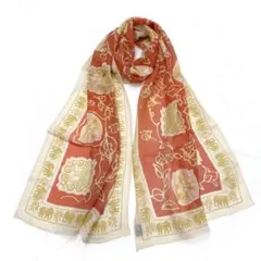 030 Jim Thompson シルク 大判ストール シフォン 像 花柄