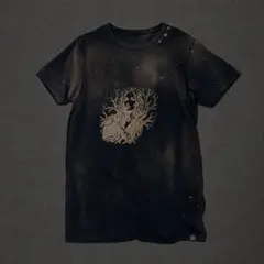 リメイク 古着 グラフィックフェード Tシャツ ブラック ブリーチ加工