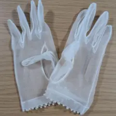 ホワイト シフォン ウェディンググローブ