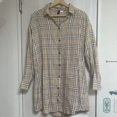 H&M チェックロングシャツ