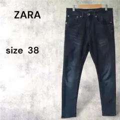 sa352【ザラ】ストレートデニム　インディゴ　スキニーパンツ　EUR38