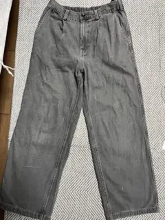 GU グレー　ワイドパンツ　メンズ　Sサイズ　ジーンズ　バギージーンズ
