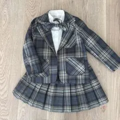 【卒園入学】ネイビー系チェック フォーマルスーツ 120センチ