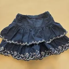 【美品】メゾピアノ　ユニコーン　デニムフリルスカートキュロット110cm