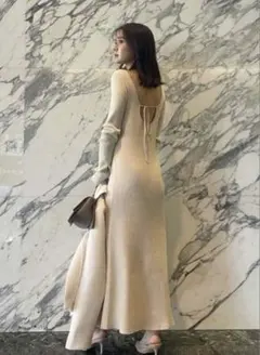 anuans 【アニュアンス】グリッターリブニットワンピース