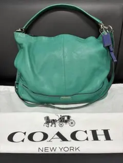 COACH 2way ショルダーバッグ レザー A4収納可 グリーン 23293