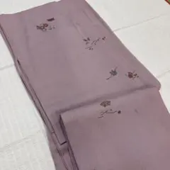 ピンクに近い紫色 花柄 小紋 袷 お稽古着物にいかがでしょうか？