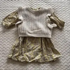 petitmain花柄ドレスとニットセーターセット90センチ