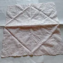 バラ柄 刺繍 ハンカチ ピンク