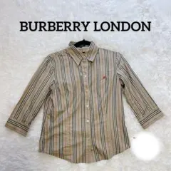 BURBERRY LONDONベージュストライプ 七分袖シャツ ホースマーク M