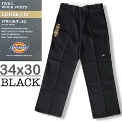 新品 34x30 ブラック DICKIES ダブルニー LOOSE FIT