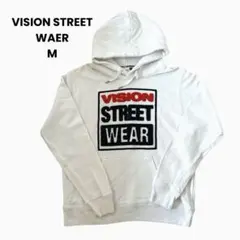 【ヴィジョンストリートウェア】白 パーカー ロゴマーク M フーディ