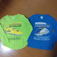 新幹線デザイン 長袖カットソー ロングTシャツ 2枚セット 120