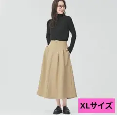 GU　ハイウエストフレアミディスカート　スカート　ベージュ XL