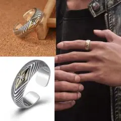 メンズリング シルバー925刻印 オープンリング 星 ヴィンテージ D606のサムネイル