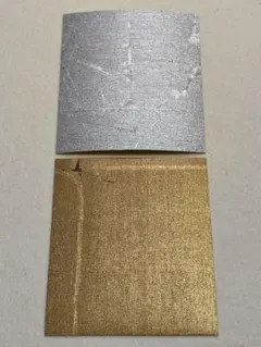 寸松庵 金箔 銀箔 本絹地 12×13.5cm 2枚セット 【サ】 〘白〙 書道