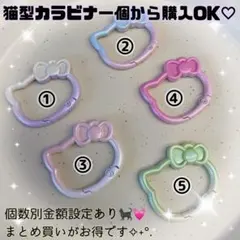【オーダー専用⭐️】猫型　キティちゃん風♡ カラビナ　キーホルダー　キーリング