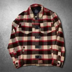 チェック柄ジャケット ボタンデザイン L ブラウン シティボーイ カジュアル