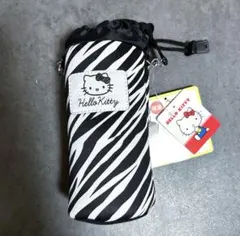 ★新品 ハローキティ ペットボトルカバー ブラック ゼブラ柄 アベイル