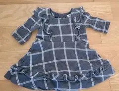 グレー チェック柄 フリル ワンピース 12-18ヶ月