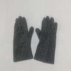 グレーと黒のストライプニット手袋