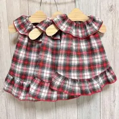 ココ モコ ママ様　起毛チェック生地　ノースリーブワンピ　ハンドメイド　犬服