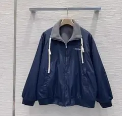 極美品 雙面尼龍外套 藏青色×灰色 L