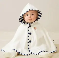 ミキハウス　おでかけポンチョ　UVアウター　ホワイトベビーポンチョ フリーサイズ